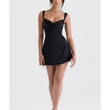 Adriana Satin And Lace Mini Dress
