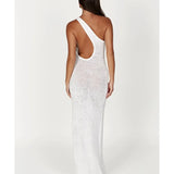 Paisley One Shoulder Knit Maxi Dress