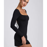 Hope Modal Square Neck Long Sleeve Mini Dress