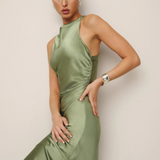 Casette Silk Dress in Artichoke