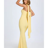 Imogene Scarf-Detail Strapless Gown