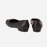 Leather Chain Link Accents Ballet Flats