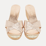 Pink Textured Leather Panna Slide Sandals