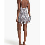 Fringed embellished georgette mini dress