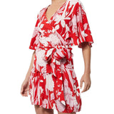 Print Wrap Tie Blouse