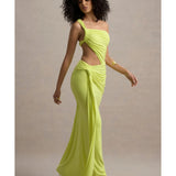 Giovanna Asymmetric Maxi Dress With Wrap Skirt