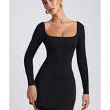 Hope Modal Square Neck Long Sleeve Mini Dress