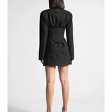 Pinstripe Blazer Dress with Reversible Corset