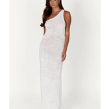 Paisley One Shoulder Knit Maxi Dress