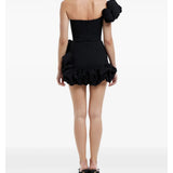 Flounced One-shoulder Bustier Mini Dress