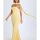 Imogene Scarf-Detail Strapless Gown