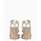Rockstud Metallic Leather Ankle-strap Pump