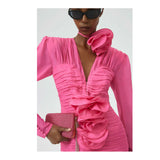 Floral-appliqué Ruched Minidress