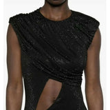 Mousseline Embellished Maxi Dress in Jersey