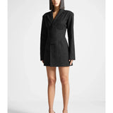 Pinstripe Blazer Dress with Reversible Corset
