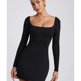 Hope Modal Square Neck Long Sleeve Mini Dress