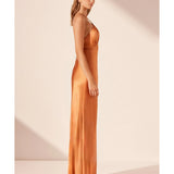 Sofia Cross Back Halter Maxi Dress