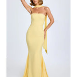 Imogene Scarf-Detail Strapless Gown