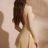 Dixie Embellished Long Sleeve Backless Mini Dress