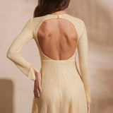 Dixie Embellished Long Sleeve Backless Mini Dress