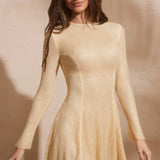 Dixie Embellished Long Sleeve Backless Mini Dress