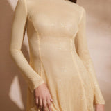 Dixie Embellished Long Sleeve Backless Mini Dress