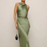 Casette Silk Dress in Artichoke