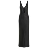 Aubrie Keyhole Satin Maxi Dress