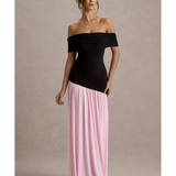 Venezia Bardot Puff-Skirt Maxi Dress