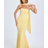 Imogene Scarf-Detail Strapless Gown
