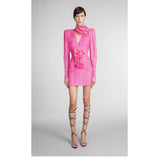 Floral-appliqué Ruched Minidress