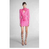 Floral-appliqué Ruched Minidress