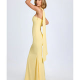 Imogene Scarf-Detail Strapless Gown