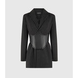 Pinstripe Blazer Dress with Reversible Corset