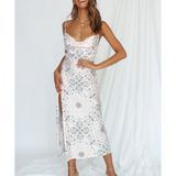 Walk The Line Midi Dress Cream Bandana