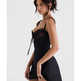 Adriana Satin And Lace Mini Dress
