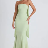 Imogene Scarf-Detail Strapless Gown