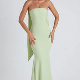 Imogene Scarf-Detail Strapless Gown