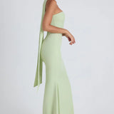 Imogene Scarf-Detail Strapless Gown