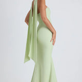 Imogene Scarf-Detail Strapless Gown