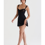 Adriana Satin And Lace Mini Dress