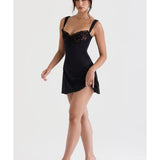 Adriana Satin And Lace Mini Dress