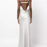 Floral-Motif Draped Long Dress