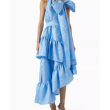 Bow Layered-skirt Midi Dress