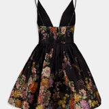Pavilion V-Neck Black Mini Dress