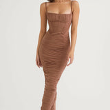 Lilian Mocha Corset Maxi Dress