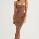 Lilian Mocha Corset Maxi Dress