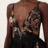 Pavilion V-Neck Black Mini Dress