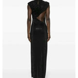 Mousseline Embellished Maxi Dress in Jersey