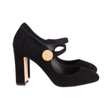 Black Maryjane Pumps with Pearl Detail